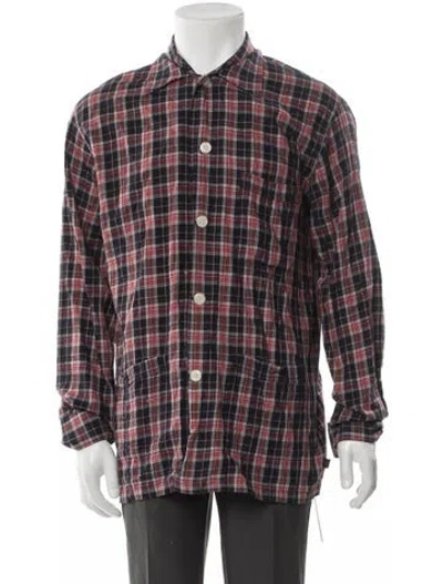 Pre-owned Derek Rose Plaid Print Pajama Top In Red