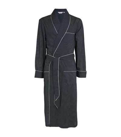 Derek Rose Polka-dot Dressing Gown In Navy