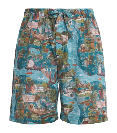 Derek Rose Printed Ledbury Lounge Shorts In Multi