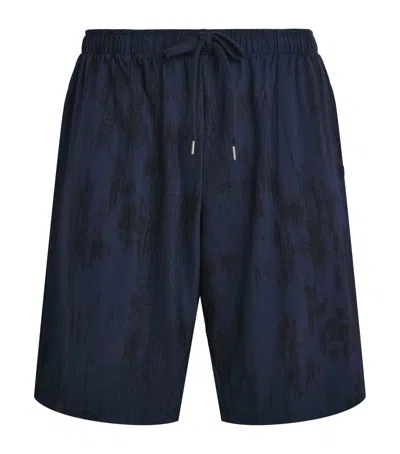 Derek Rose Printed London Lounge Shorts In Blue