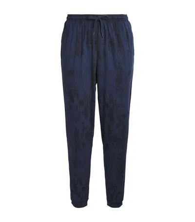 Derek Rose Printed London Lounge Trousers In Blue