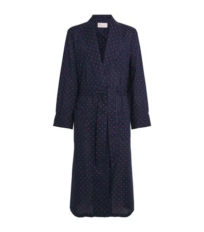 Derek Rose Printed Nelson Robe In Blue