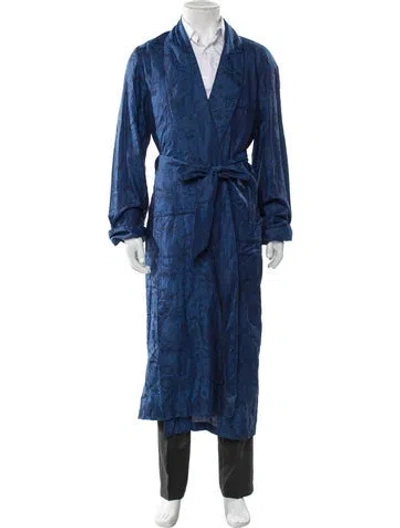 Pre-owned Derek Rose Printed Robe In Blue