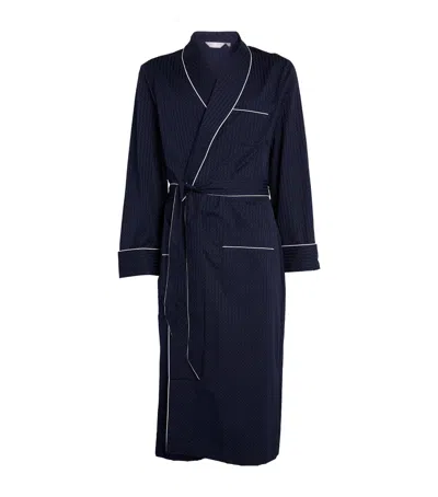 Derek Rose Royal 40 Piped Robe In Navy