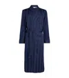 Derek Rose Lingfield Satin-striped Cotton Robe In Navy