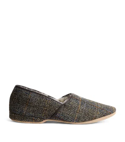 Derek Rose Shearling-lined Crawford Slippers In Brown