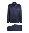 Derek Rose Silk Bailey Pyjama Set In Blue