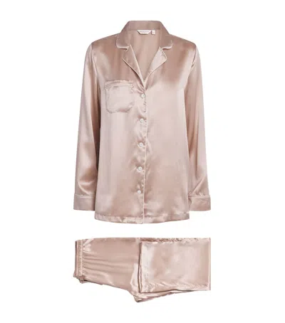 Derek Rose Silk Bailey Pyjama Set In Pink