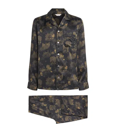 Derek Rose Silk Brindisi Pyjama Set In Black
