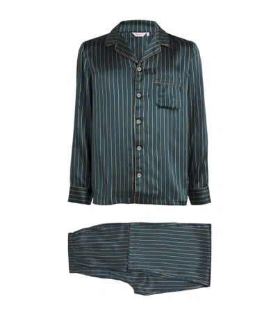 Derek Rose Silk Brindisi Pyjama Set In Green