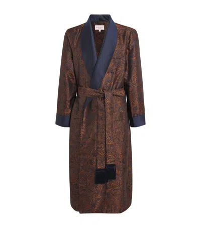 Derek Rose Silk Jacquard Veronia Robe In Multi