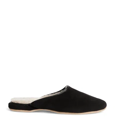 Derek Rose Suede Douglas Slippers In Black