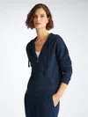 Derek Rose Women's Hoodie Quinn Cotton Modal Navy In Navy