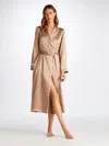 DEREK ROSE DEREK ROSE WOMEN'S LONG DRESSING GOWN BAILEY SILK SATIN BRONZE