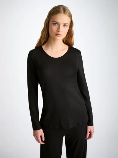 Derek Rose Women's Long Sleeve T-shirt Lara Micro Modal Stretch Black