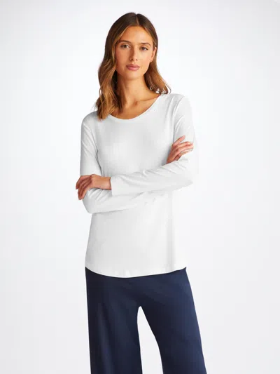 Derek Rose Women's Long Sleeve T-shirt Lara Micro Modal Stretch White