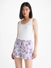 Derek Rose Women's Lounge Shorts Cotton Batiste White Wildflowers Print In White