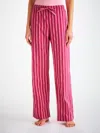 Derek Rose Women's Lounge Trousers Capri 25 Cotton Batiste Pink In Pink