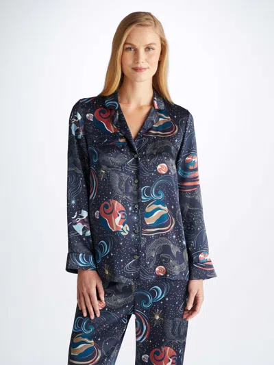 Derek Rose Women's Pyjamas Brindisi 105 Silk Satin Navy