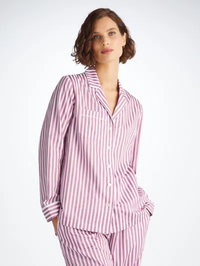 Derek Rose Women's Pyjamas Capri 23 Cotton Batiste Purple