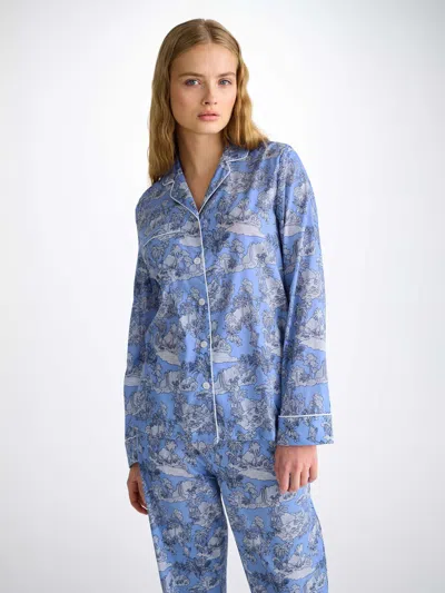 Derek Rose Women's Pyjamas Cotton Batiste Blue Island Hopping Print