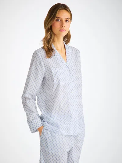 Derek Rose Women's Pyjamas Cotton Batiste White Paisley Motif