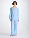 Derek Rose Women's Pyjamas Cotton Jacquard Light Blue Jungle Paisley Pattern