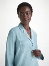 Derek Rose Women's Pyjamas Cotton Jacquard Blue Seashell Pattern In Blue