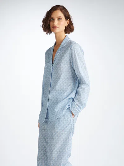 Derek Rose Women's Pyjamas Ledbury 72 Cotton Batiste Blue