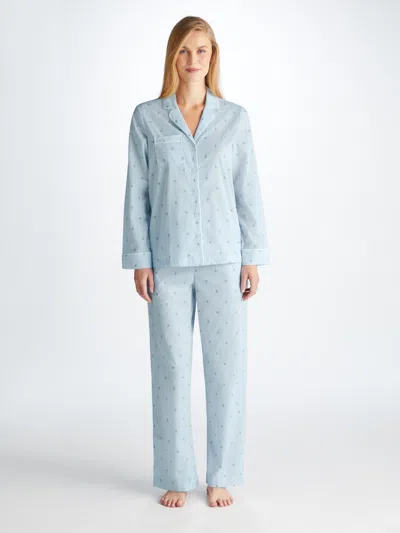 Derek Rose Women's Pyjamas Nelson 100 Cotton Batiste Blue