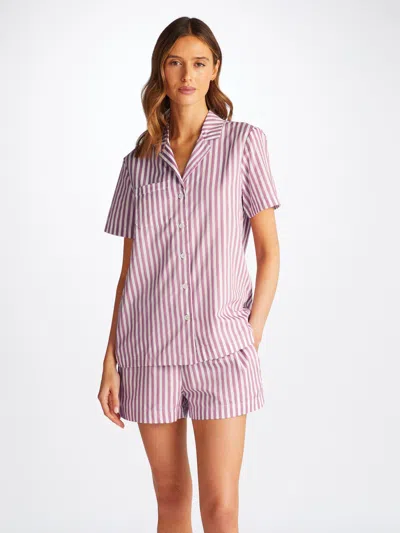 Derek Rose Women's Short Pyjamas Capri 23 Cotton Batiste Purple