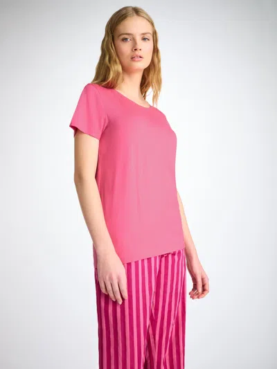 Derek Rose Women's T-shirt Lara Micro Modal Stretch Flamingo Pink