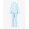 Derek Rose Womens Kelburn Printed Cotton Pyjama Set Blue Xl In Blue