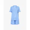 Derek Rose Womens Blue Lara Relaxed-fit Jersey Shorts Pyjama Set In Blue