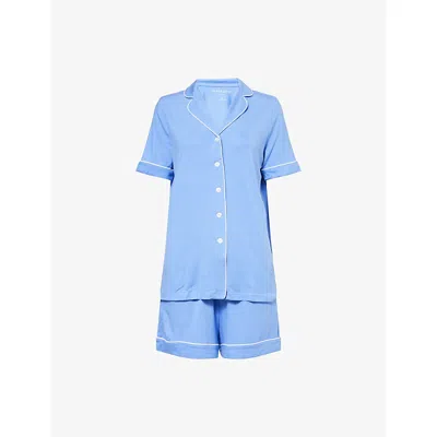 DEREK ROSE WOMENS BLUE LARA RELAXED-FIT JERSEY SHORTS PYJAMA SET