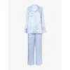 Derek Rose Womens Blue Rose-print Silk Pyjamas In Blue