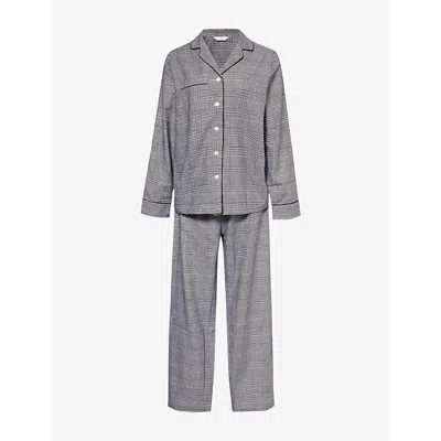 Derek Rose Womens Kelburn 42 Long-sleeve Cotton Pyjama Set Black