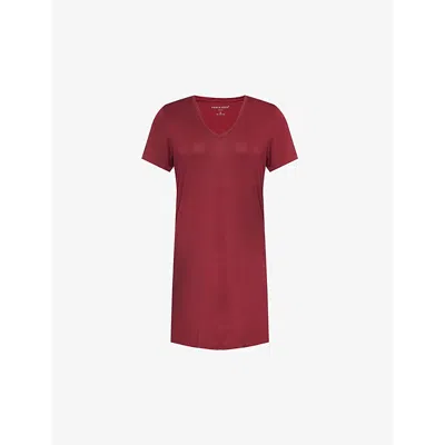 Derek Rose Womens Lara V-neck Sleep Jersey T-shirt Burgundy