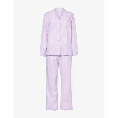 Derek Rose Womens Lilac Nelson 103 Graphic-pattern Cotton-poplin Pyjama Set