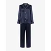 Derek Rose Womens Navy Bailey Relaxed-fit Silk Pyjama Set In Blue