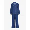 Derek Rose Womens Navy Balmoral Relaxed-fit Cotton-poplin Pyjama Set In Blue