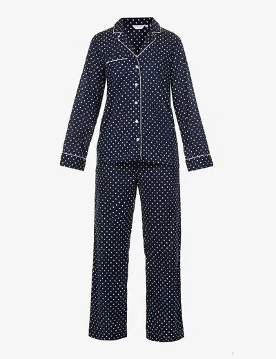 Derek Rose Plaza Spotted Cotton-poplin Pyjama Set In Blue