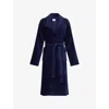 Derek Rose Womens Navy Triton Towelling Cotton Robe Xs In Blue