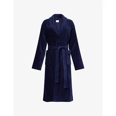 DEREK ROSE WOMENS NAVY TRITON TOWELLING COTTON ROBE