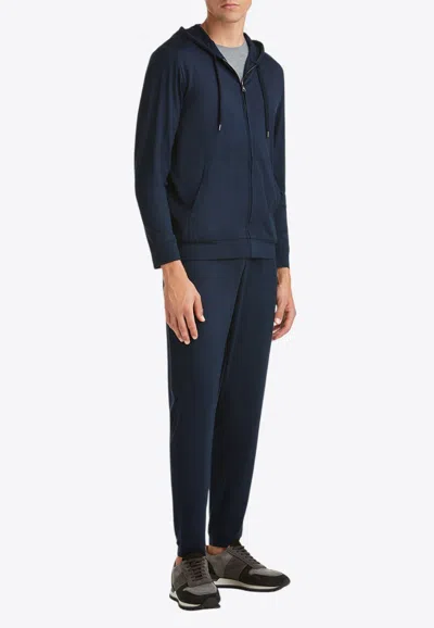 Derek Rose Zip-up Hooded Sweatshirt In Blue