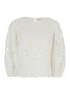 Derhy 'bali' White Blouse With All-over Embroideries And Semi-transparent Design