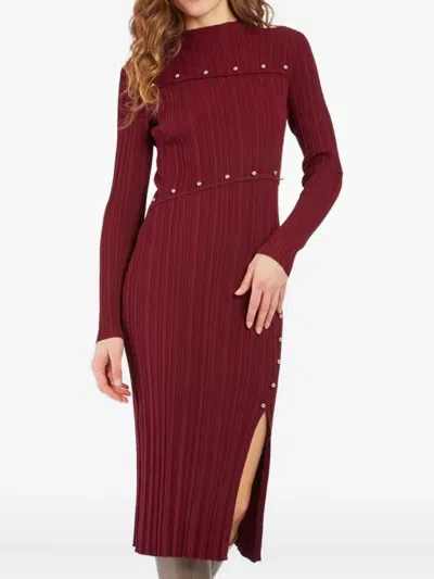 Derhy Button Slit Midi Dress In Brown
