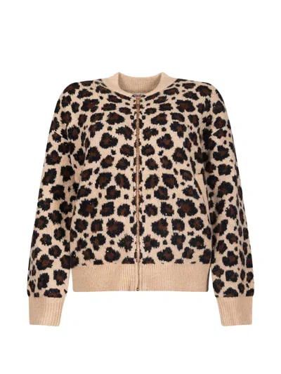 Derhy Elysee Leopard-print Zip-up Cardigan In Animal Print
