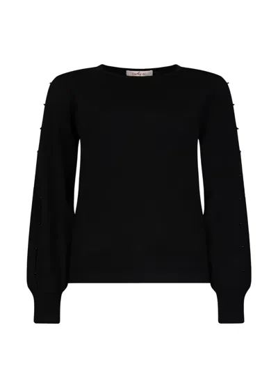 Derhy Nanouk Puff-sleeve Sweater In Black