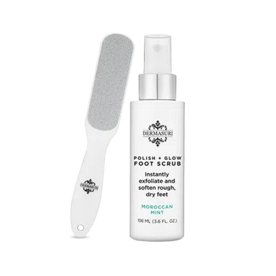 Dermasuri Deep Exfoliating Foot Scrub Set With Dual-sided File - Moroccan Mint In Transparent